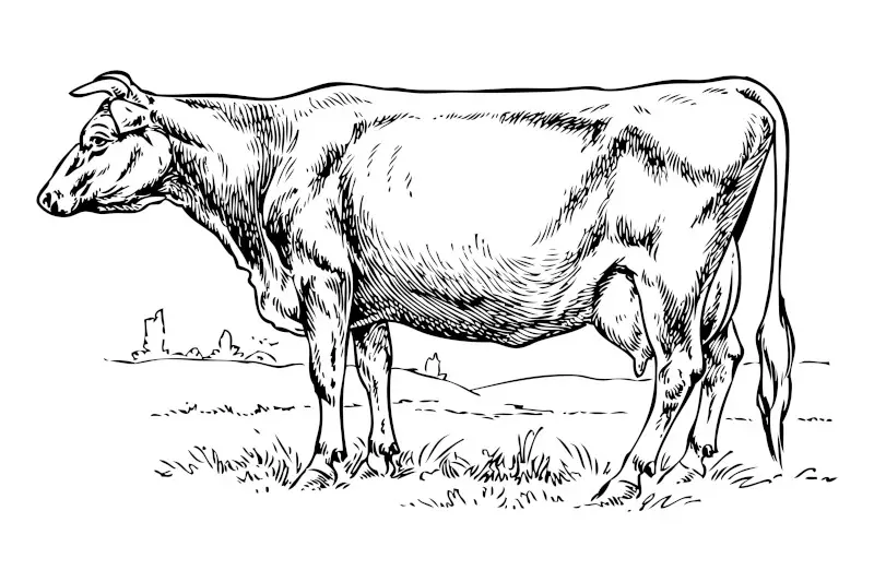 Cow png sticker vintage farm animal illustration